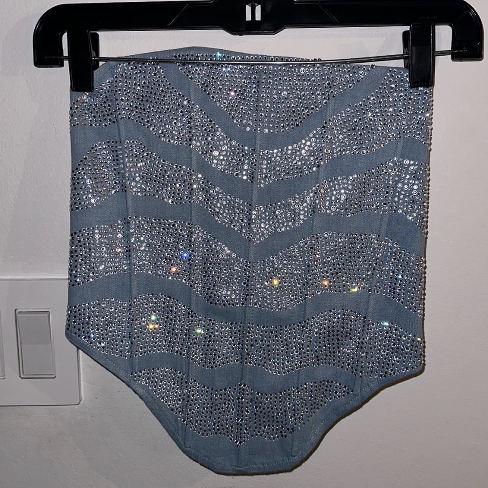 AKIRA Silver and Gray Embellished Top
